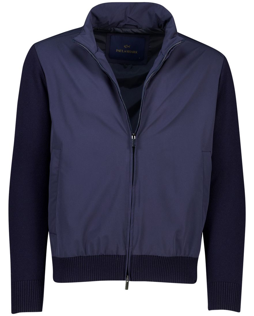 Paul en shark navy vest outdoor scheerwol wijde fit