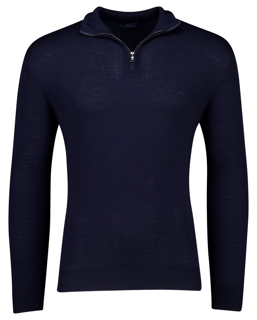 Paul & Shark donkerblauwe heren trui met rits kraag