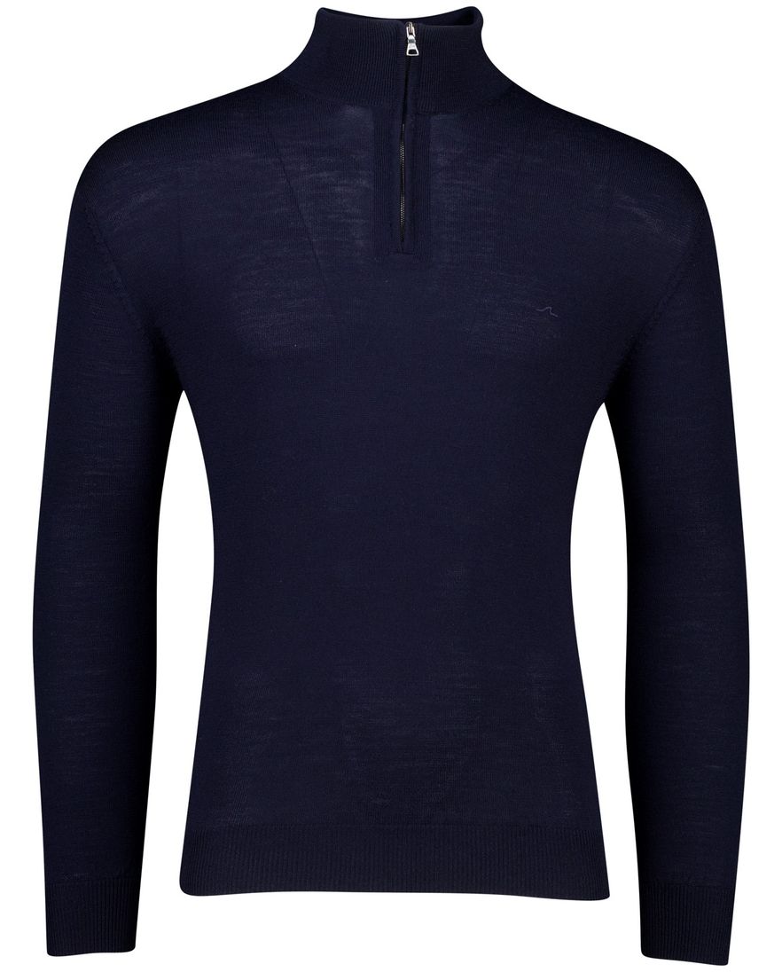 Paul & Shark donkerblauwe heren trui met rits kraag