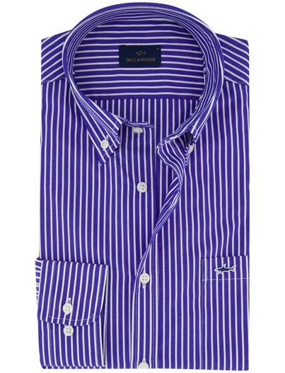 Paul & Shark Paul & Shark overhemd wit blauw gestreept