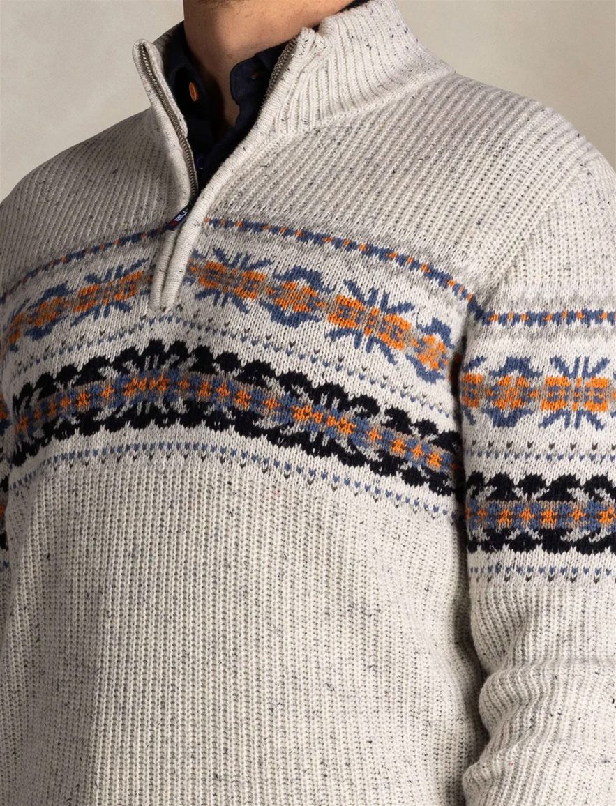 New Zealand trui gebreid grijs print wol normale fit