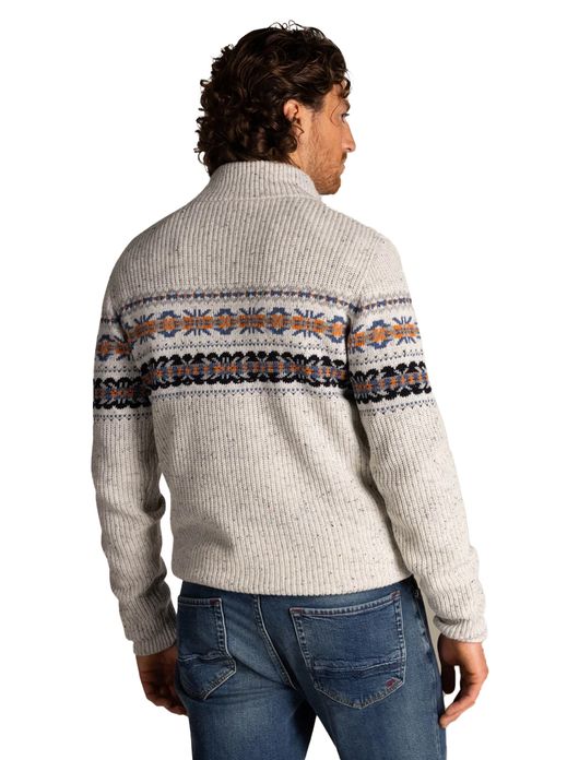 New Zealand trui gebreid grijs print wol normale fit