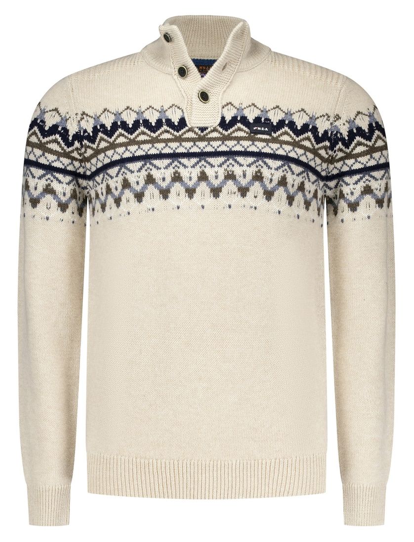 Normale fit creme Iker NZA half zip knopen