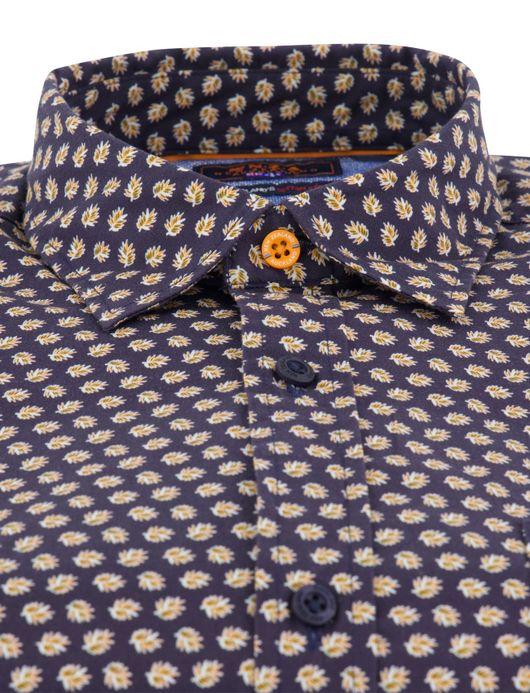 NZA overhemd donkerblauw geprint