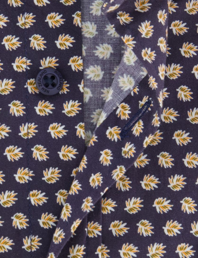 Donkerblauw geprint N.Z.A overhemd katoen