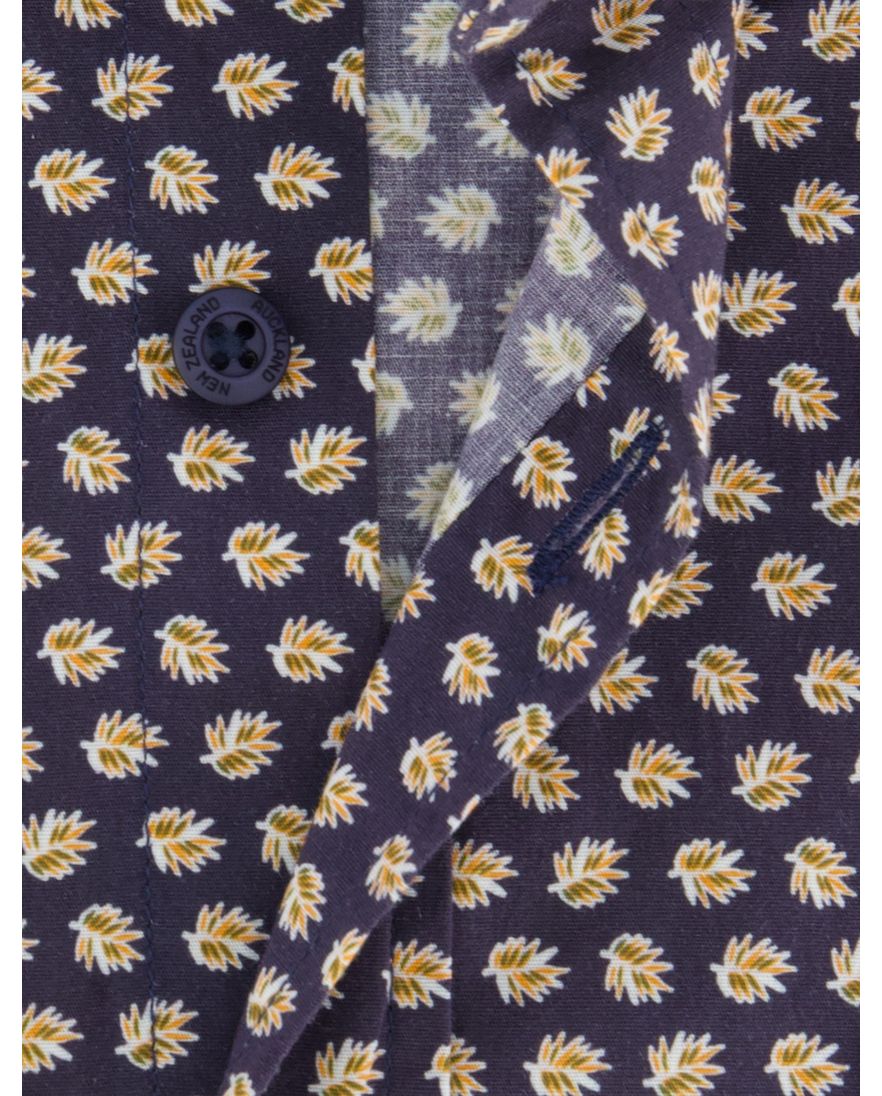 Katoenen N.Z.A donkerblauw geprint overhemd