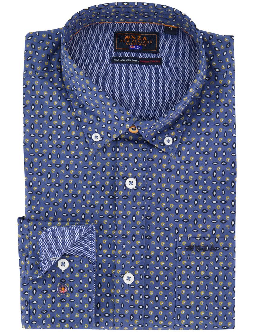 Katoenen N.Z.A blauw geprint overhemd