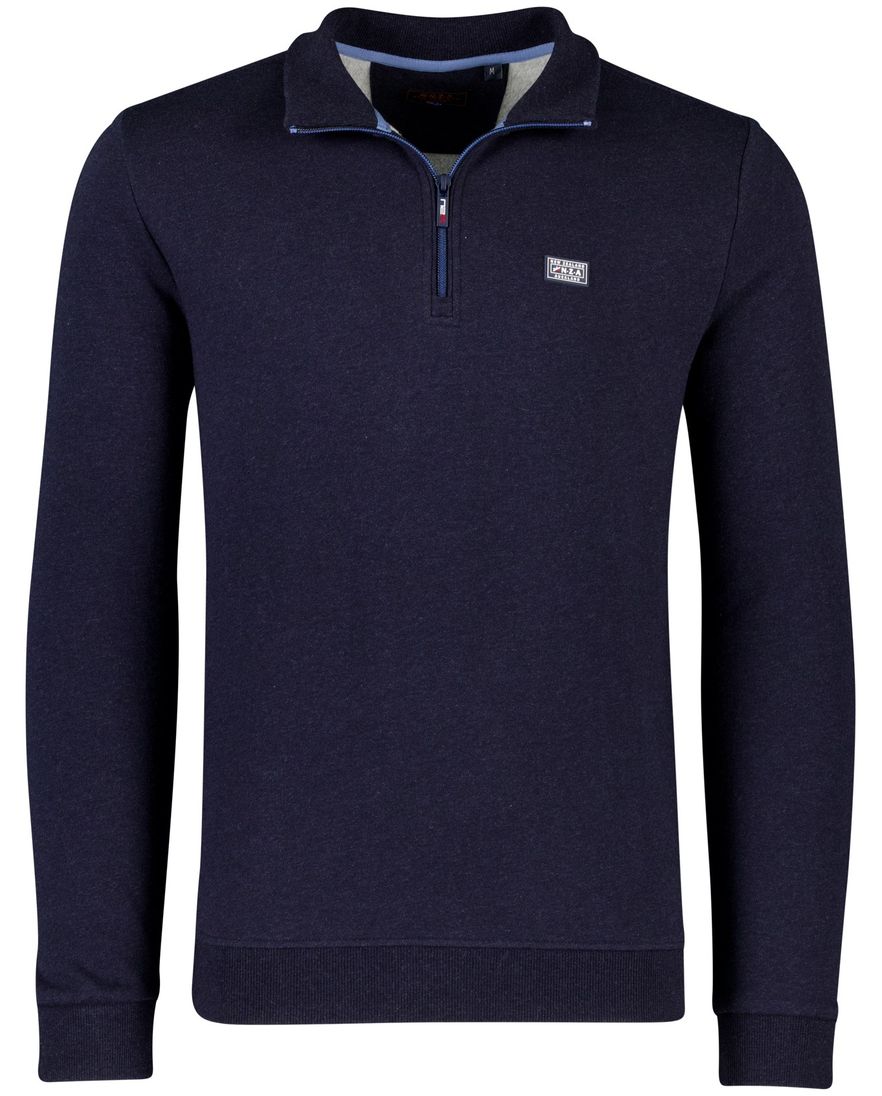 New Zealand trui donkerblauw half zip katoen