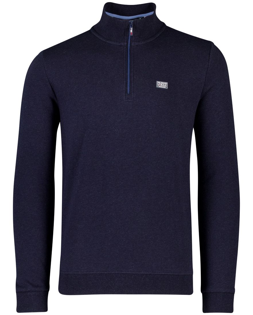 New Zealand trui donkerblauw half zip katoen