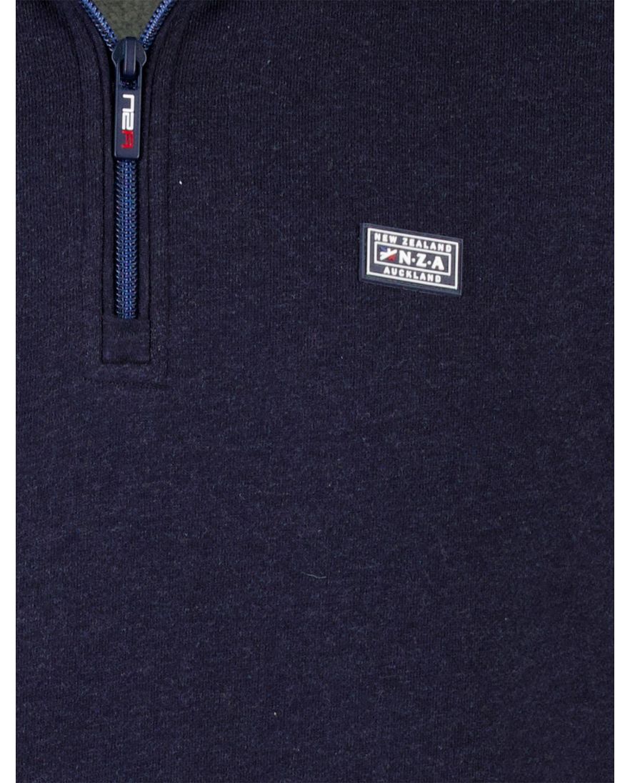 New Zealand trui donkerblauw half zip katoen