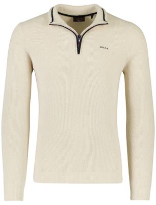 New Zealand New Zealand trui beige half zip effen
