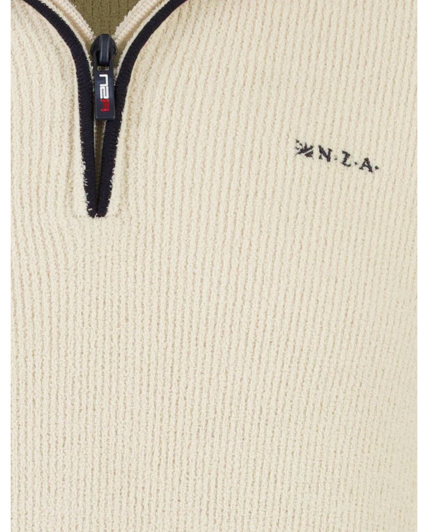New Zealand trui beige half zip polyester