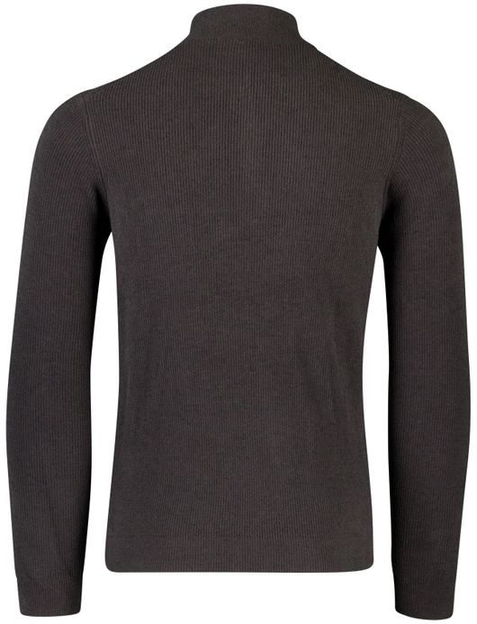 New Zealand trui bruin half zip effen