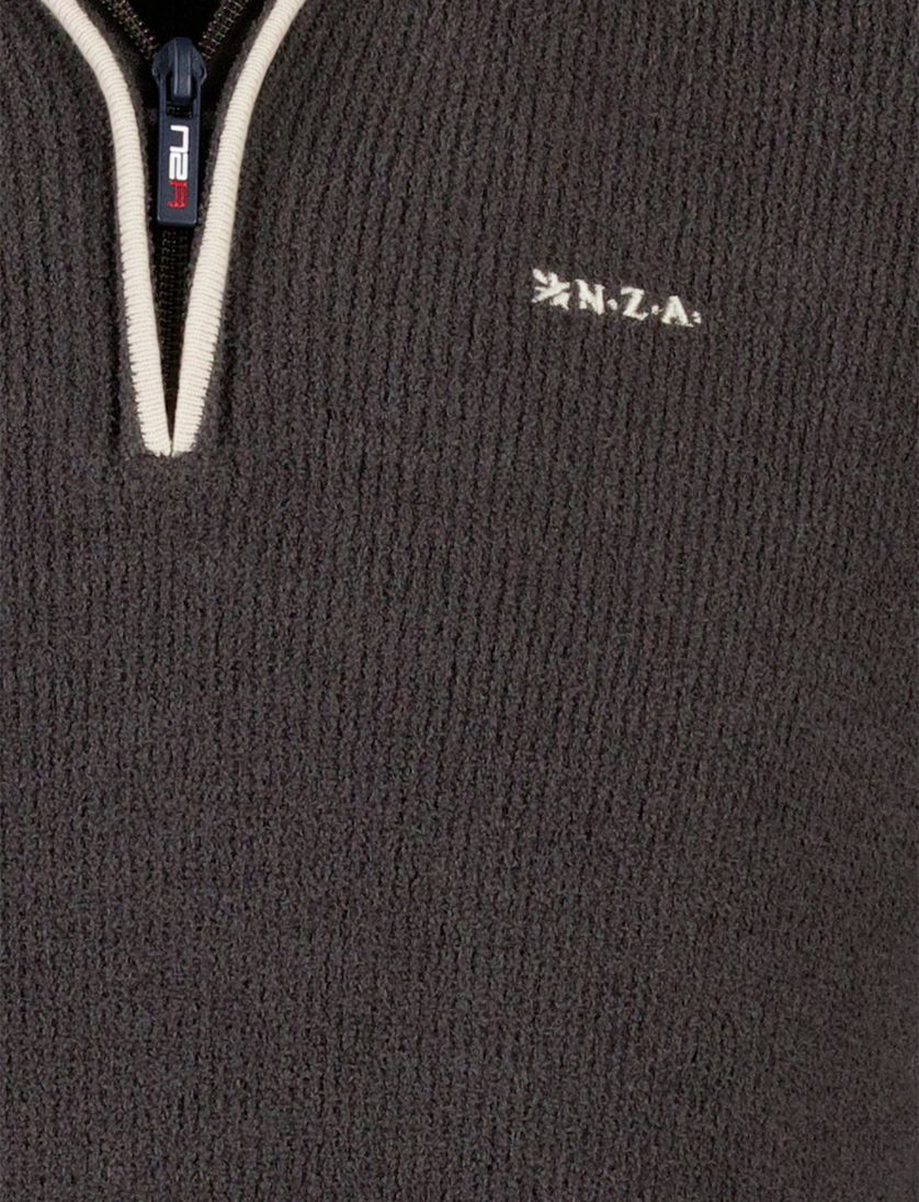 New Zealand trui bruin half zip polyester