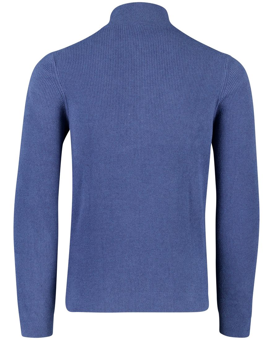 New Zealand trui blauw half zip effen