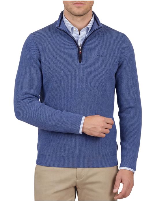 NZA half zip trui middenblauw
