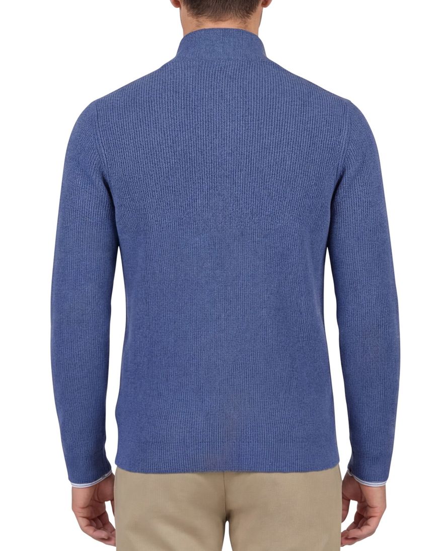 New Zealand trui blauw half zip effen