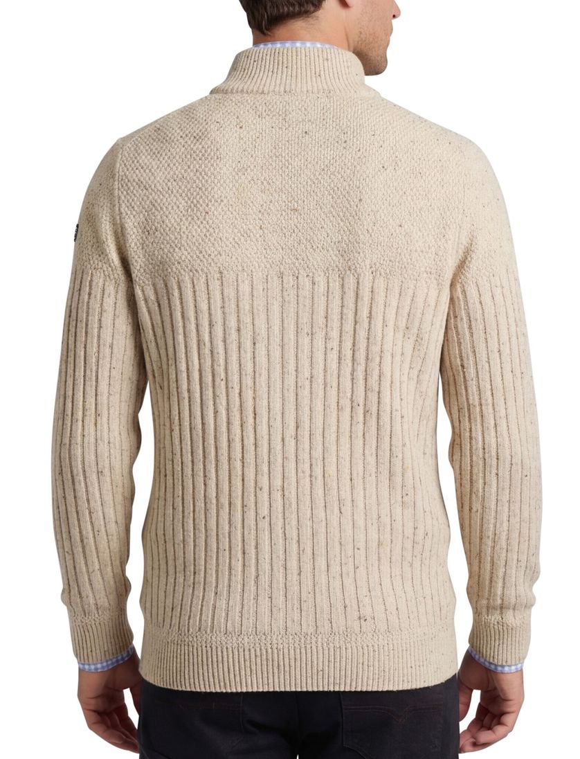 NZA half zip trui beige gebreid acryl