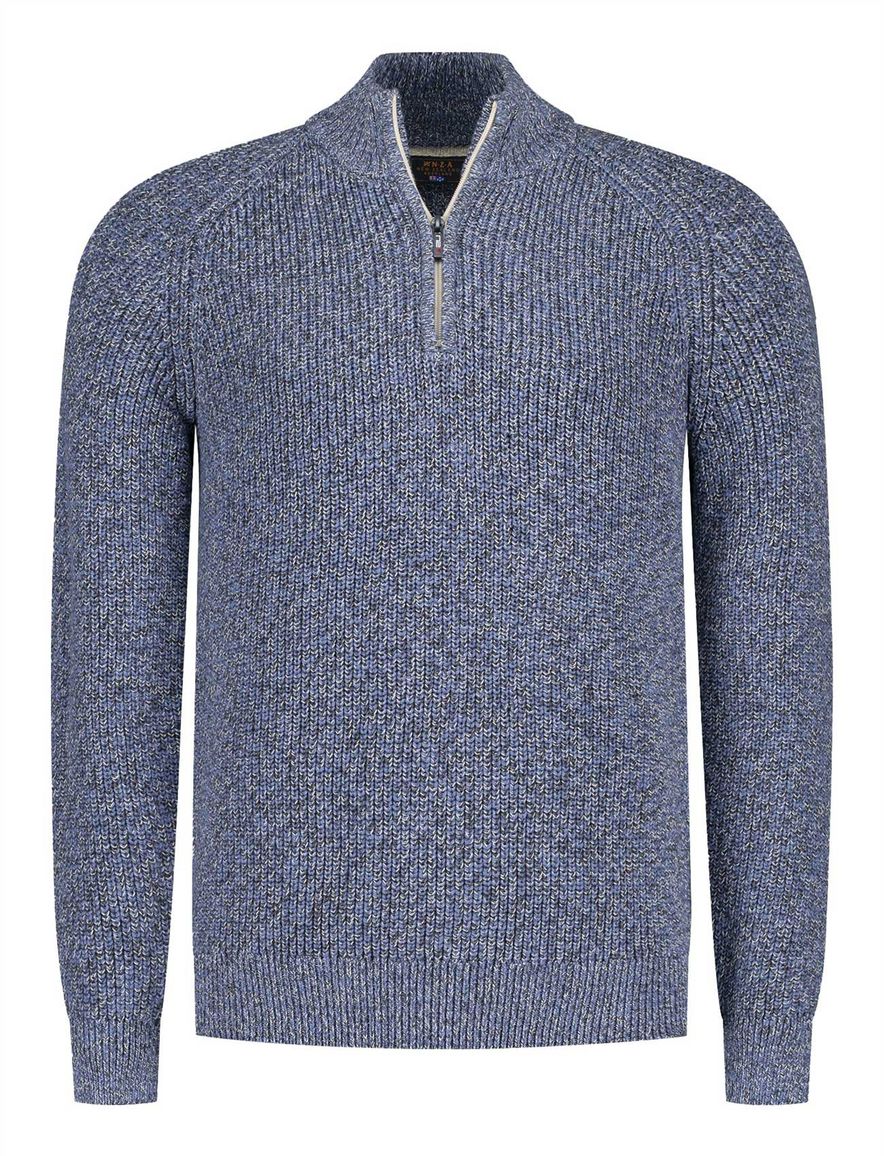 NZA trui half zip blauw Deacon gemeleerd