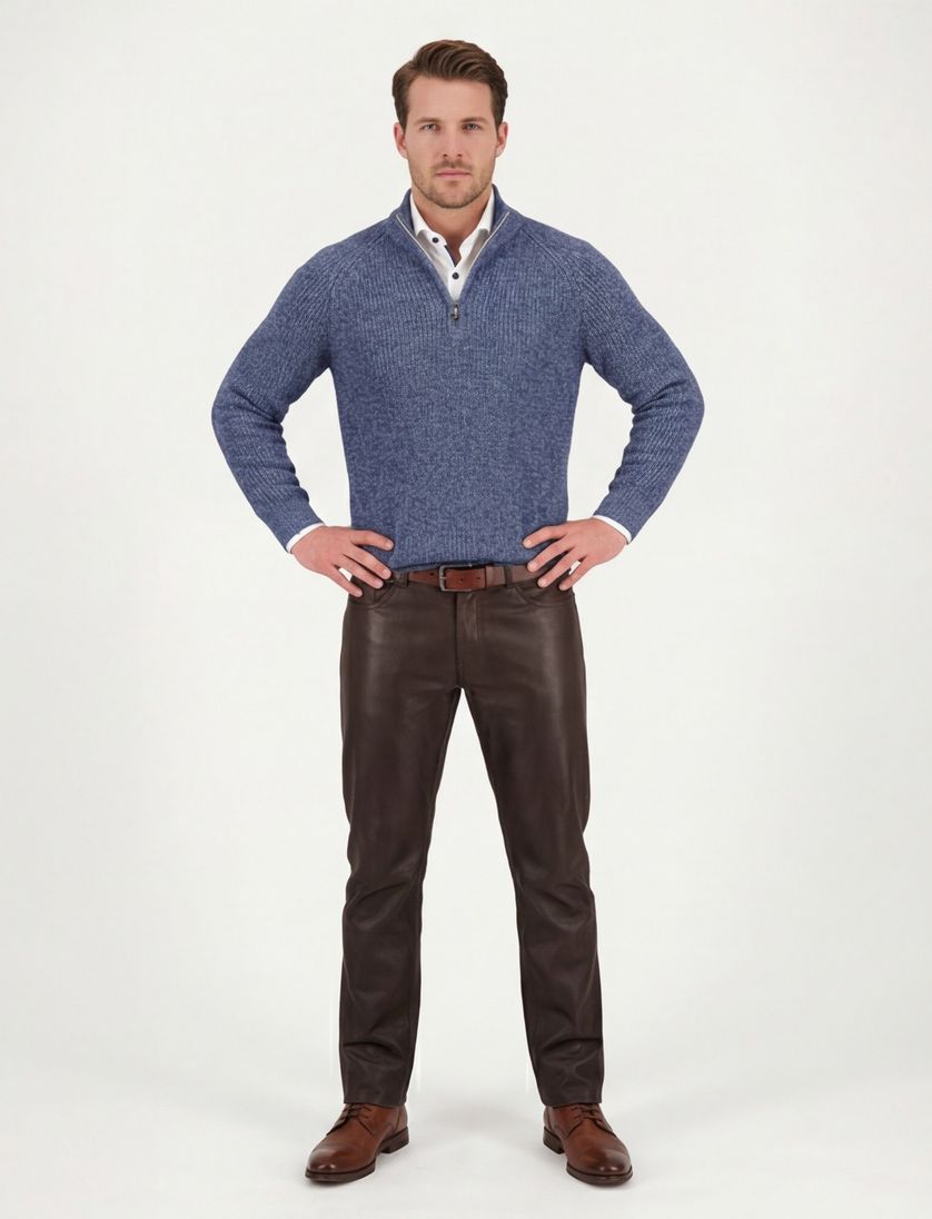 New Zealand trui blauw normale fit gemeleerd