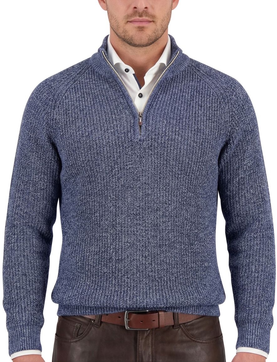 NZA trui half zip blauw Deacon gemeleerd