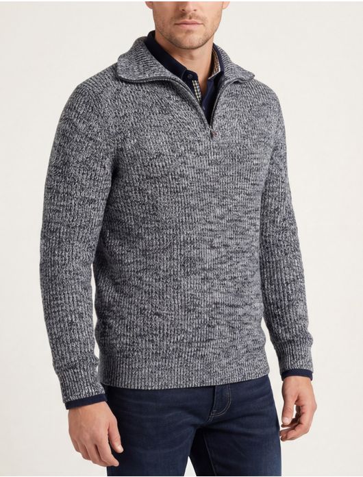 NZA trui half zip navy Drake gemeleerd