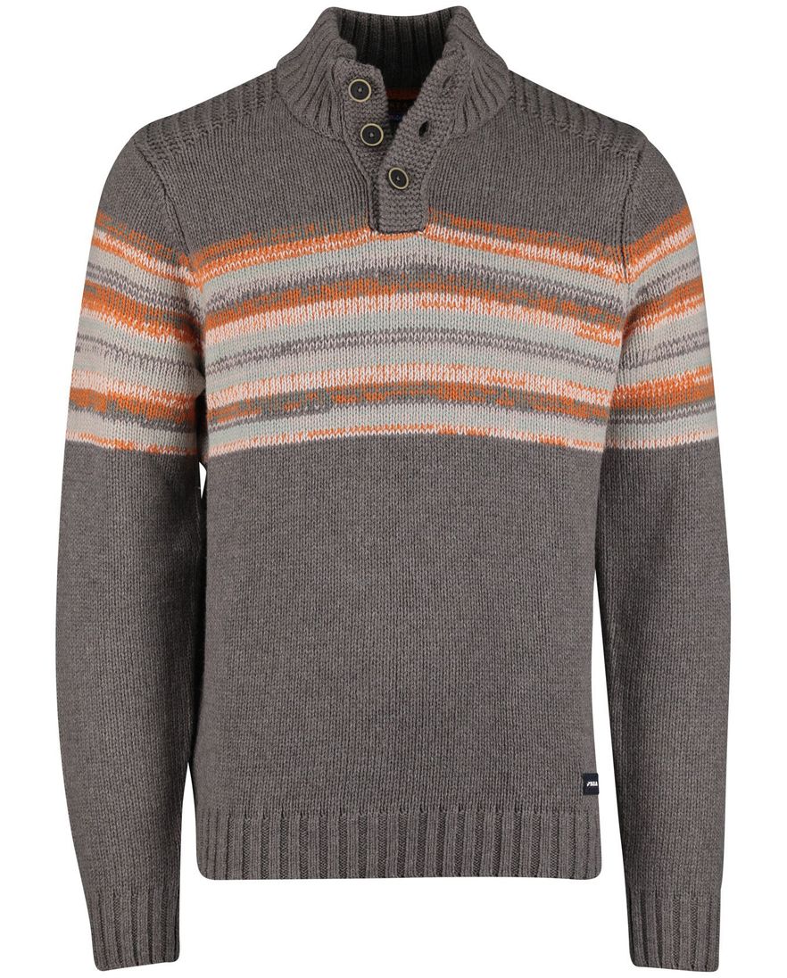 New Zealand button collar trui taupe