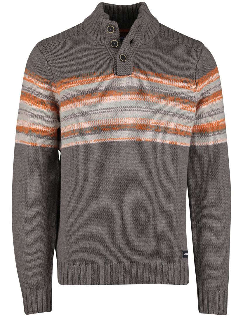 taupe New Zealand button collar trui