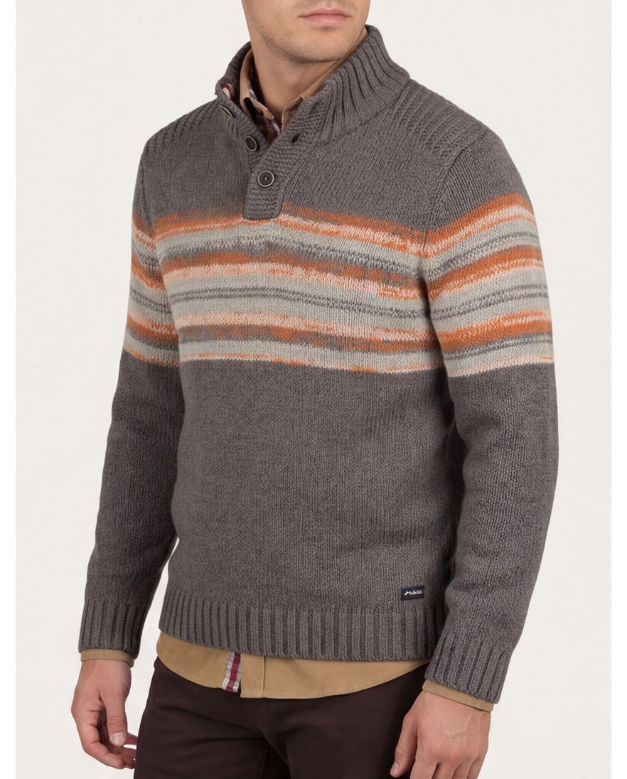 New Zealand button collar trui taupe