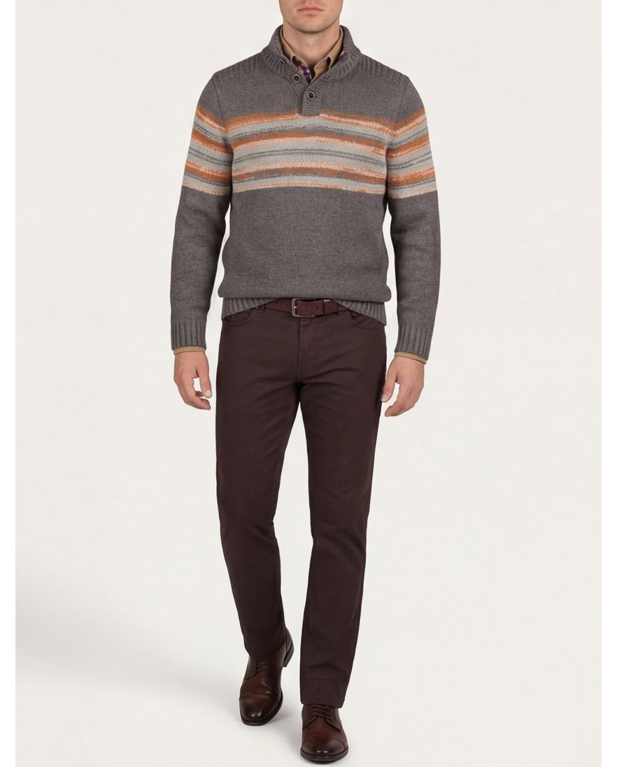 New Zealand button collar trui taupe