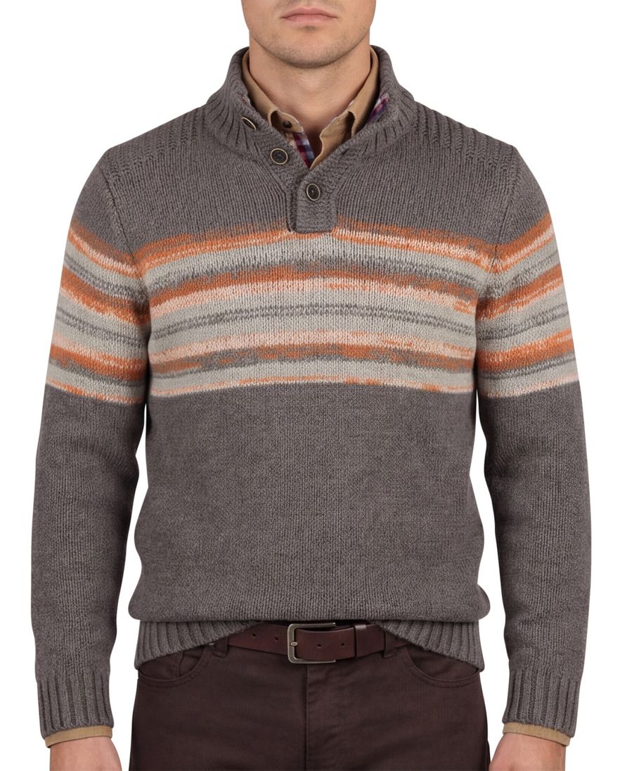 New Zealand button collar trui taupe