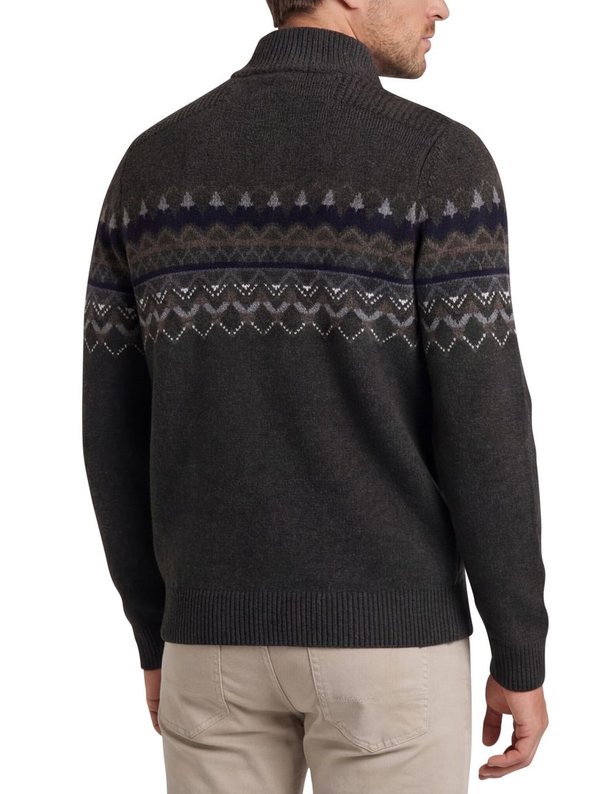 NZA trui half zip melange wol grijs