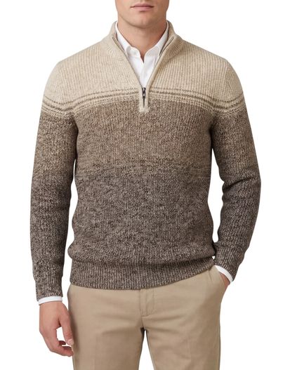 New Zealand New Zealand trui bruin half zip gemeleerd