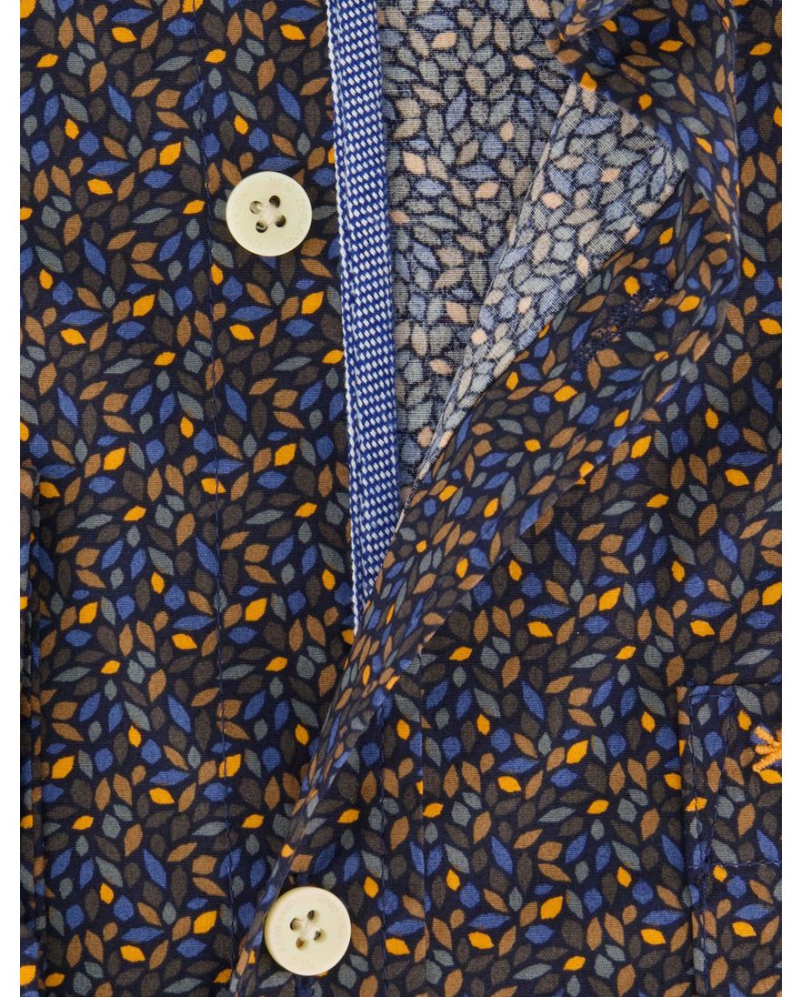 NZA overhemd bruin geprint semi-wide collar lange mouw
