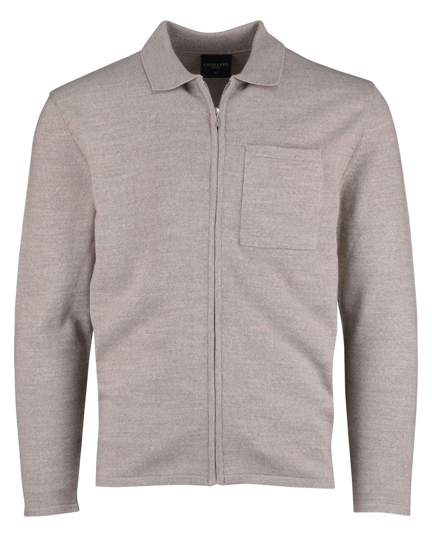 Cavallaro beige effen vest slim fit