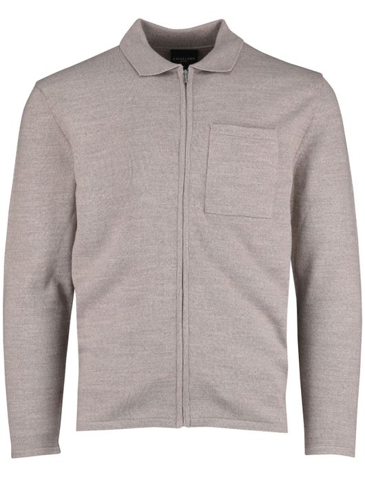 Cavallaro beige effen vest slim fit