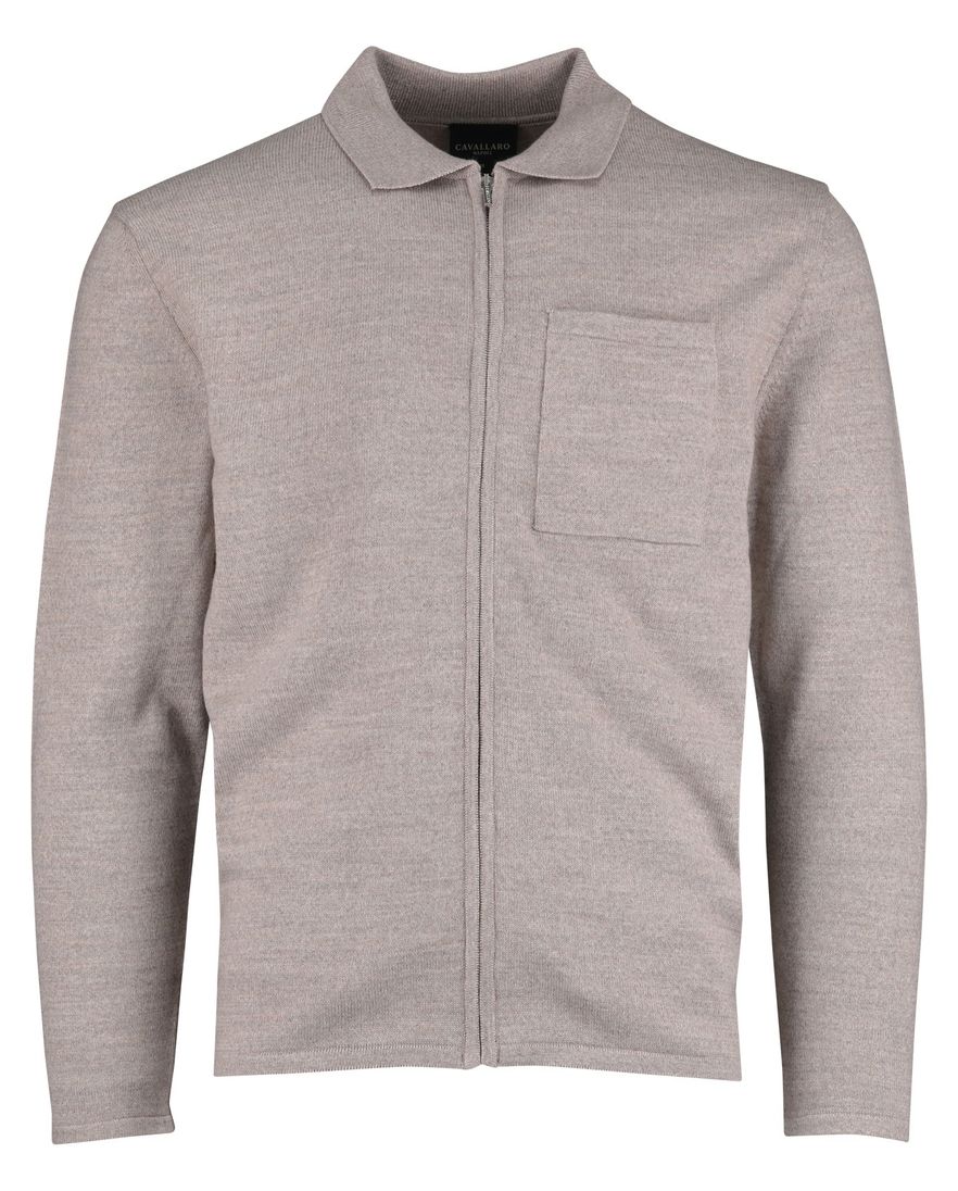 Cavallaro beige effen vest slim fit