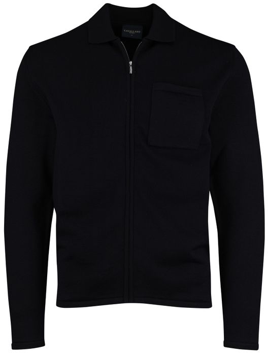 Cavallaro vest navy effen slim fit wol