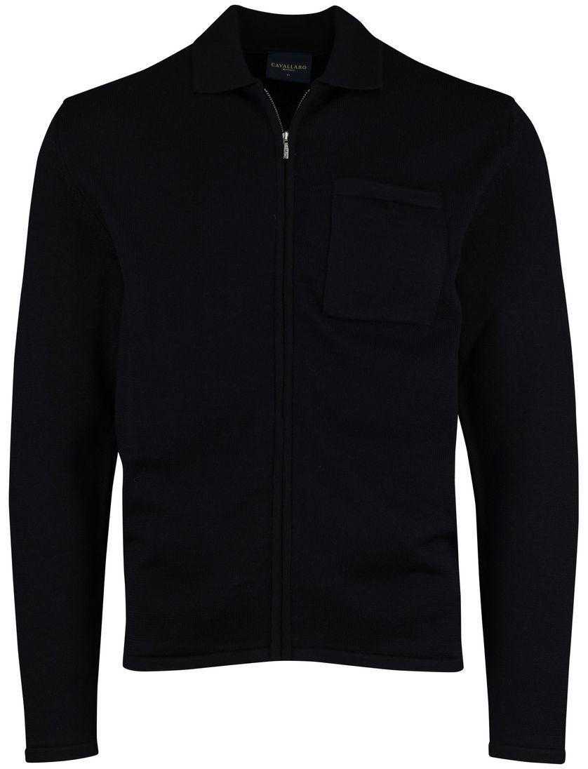 Cavallaro vest navy slim fit wol effen