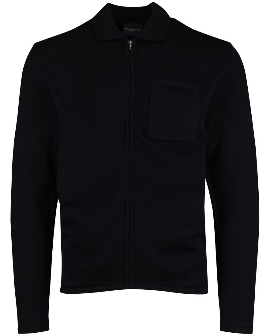 Cavallaro vest effen navy slim fit wol