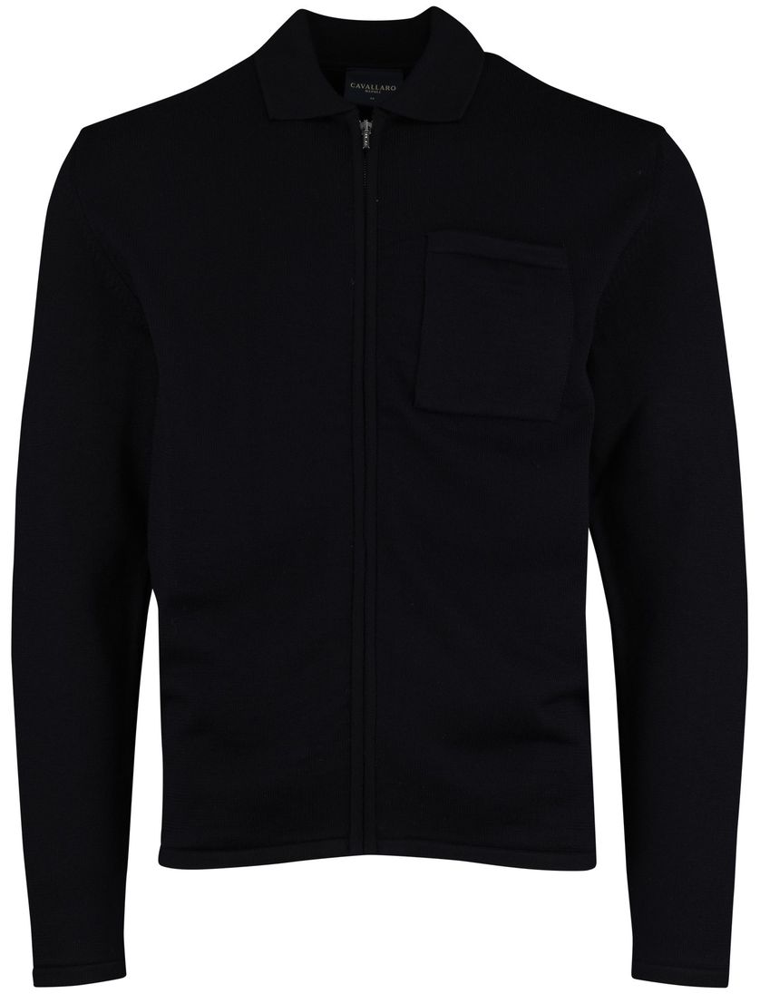 Cavallaro vest navy slim fit wol effen