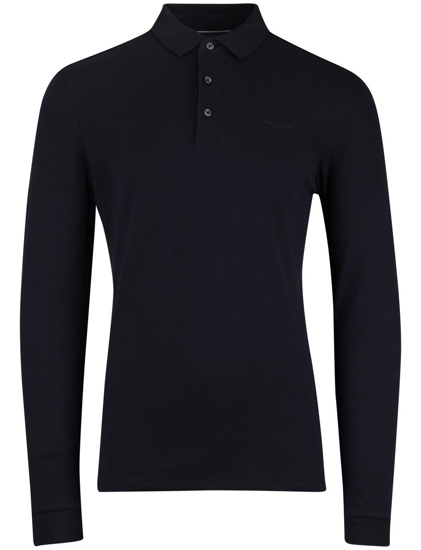 Cavallaro Basso polo donkerblauw lange mouw normale fit