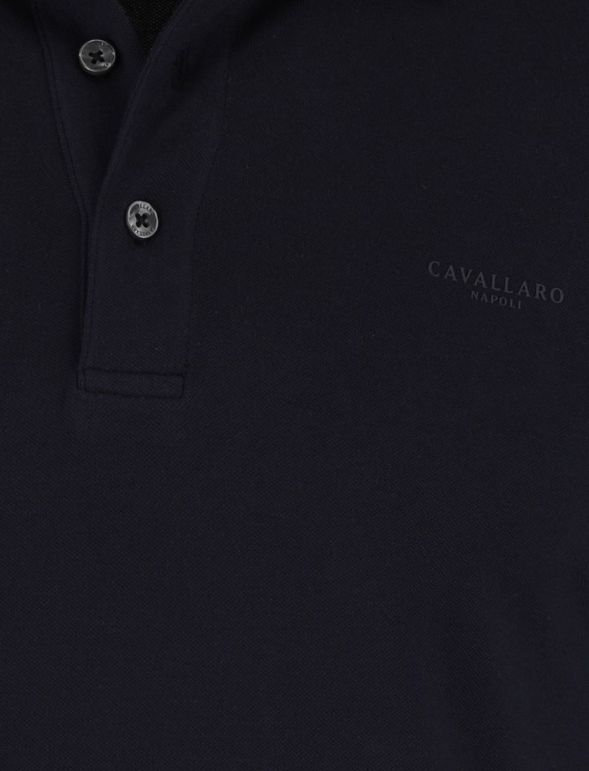 Cavallaro Basso polo donkerblauw lange mouw normale fit