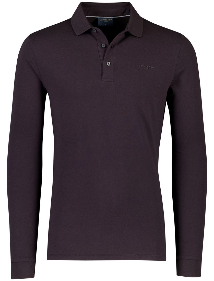 Bruine lange mouw polo Cavallaro Basso katoen effen