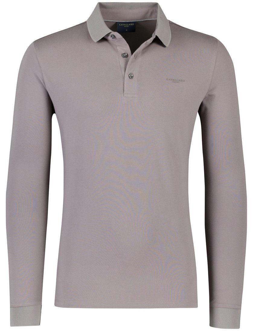 Katoenen lange mouw polo grijs Cavallaro Basso
