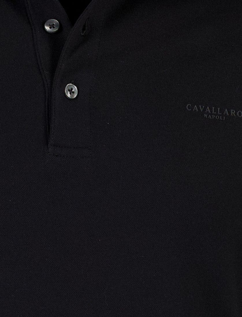 Katoenen lange mouw polo zwart Cavallaro Basso