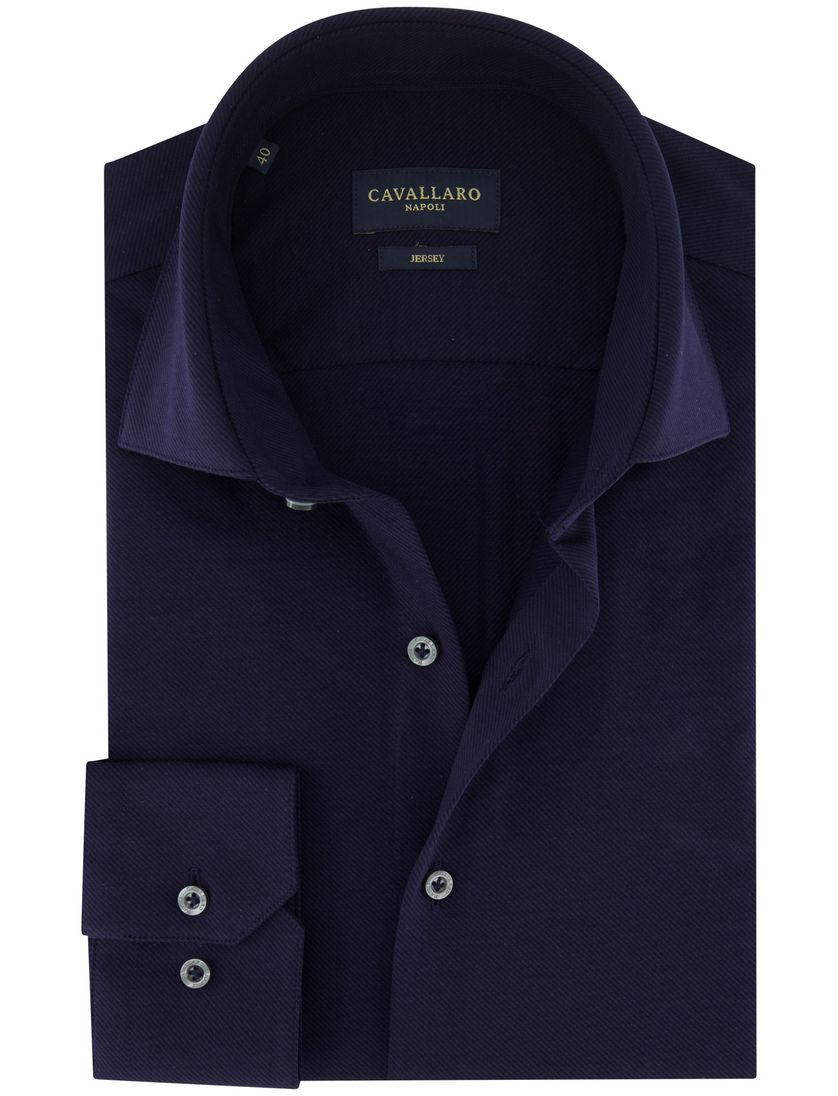 Overhemd Cavallaro Saviano jersey donkerblauw