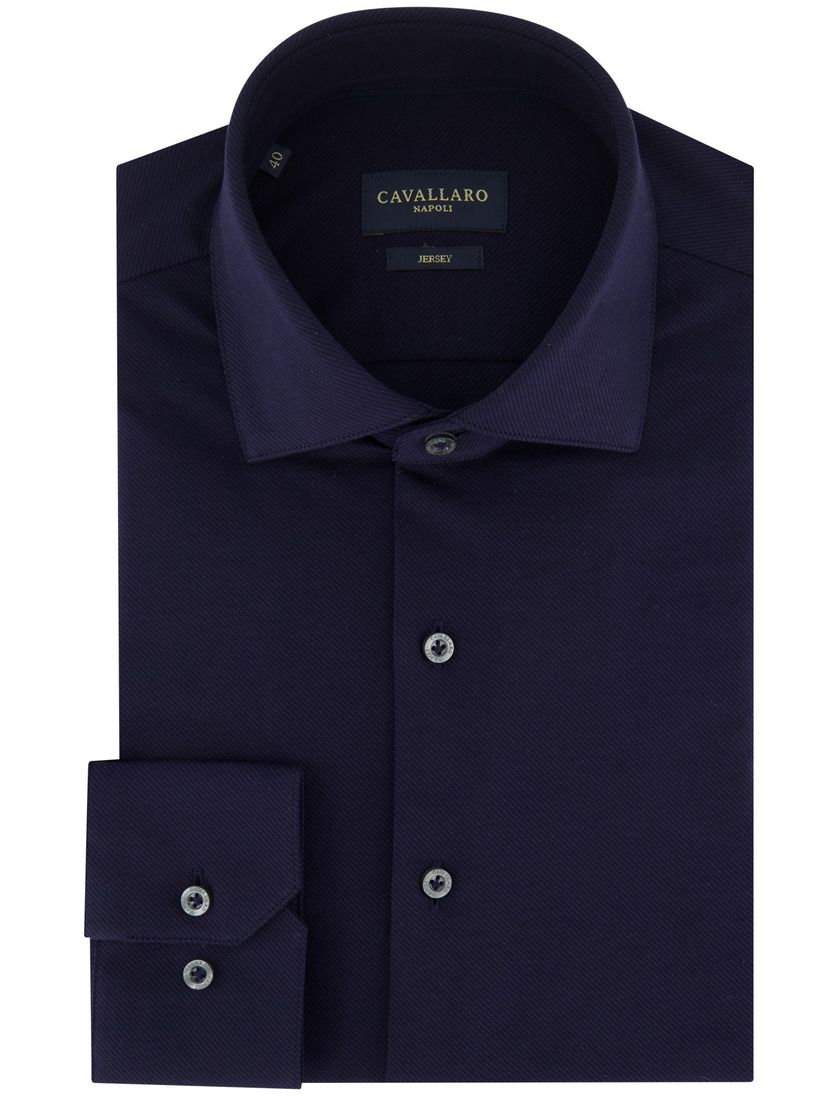 Overhemd Cavallaro Saviano jersey donkerblauw