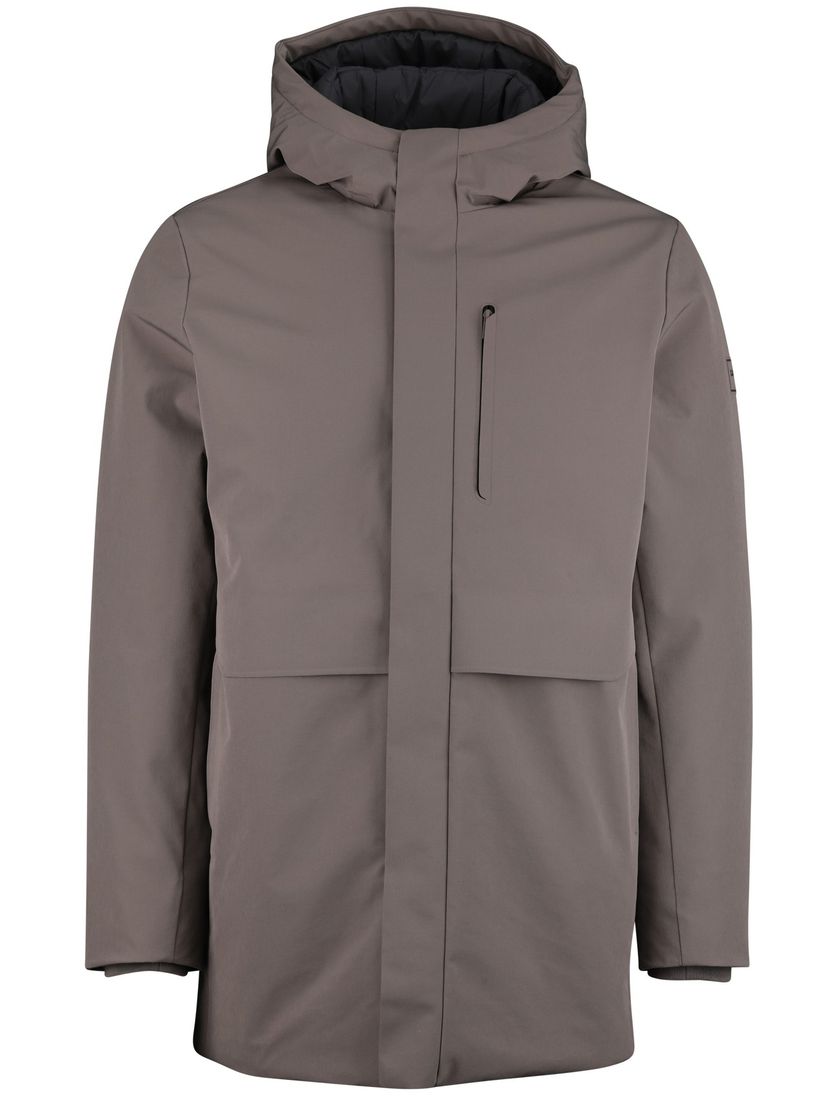 Parka jas Cavallaro Tervigio bruin effen capuchon waterdicht