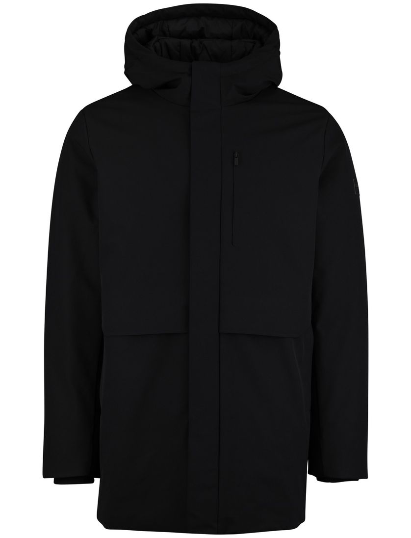 Parka jas Cavallaro Tervigio zwart effen capuchon waterdicht